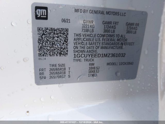 1GCUYEED1MZ361032 Chevrolet Silverado 1500 4wd  Short Bed Rst
