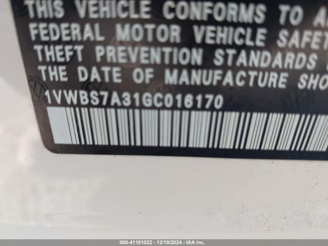 1VWBS7A31GC016170 Volkswagen Passat 1.8t Se