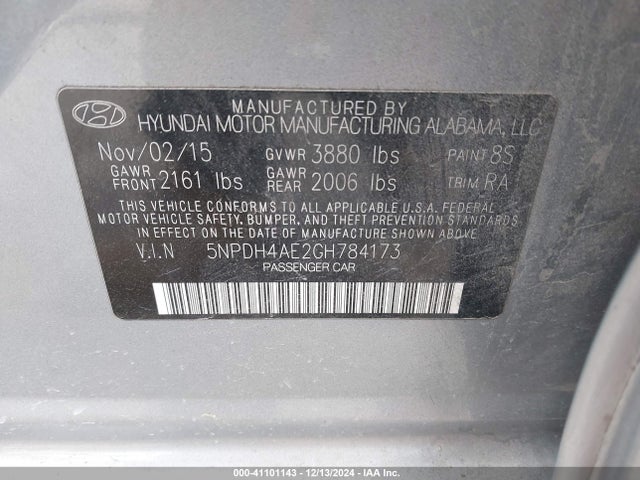 Hyundai ELANTRA SE 2016 5NPDH4AE2GH784173 Image 9