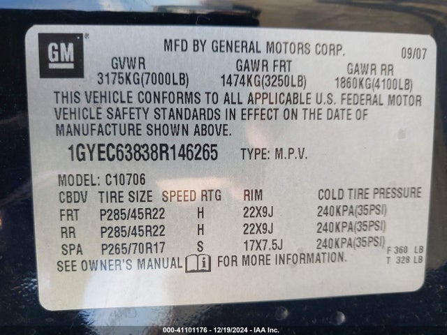 2008 CADILLAC ESCALADE 1GYEC63838R146265 Photo 8