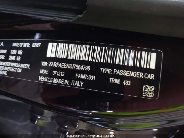 ZARFAEBN8J7564796 Alfa Romeo Giulia Rwd