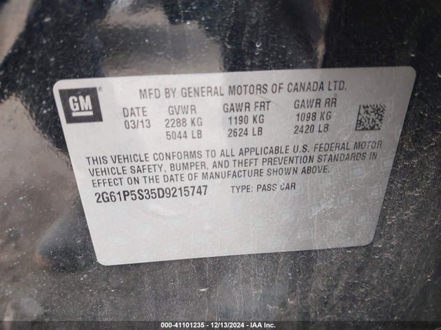 2013 CADILLAC XTS 2G61P5S35D9215747 Photo 8