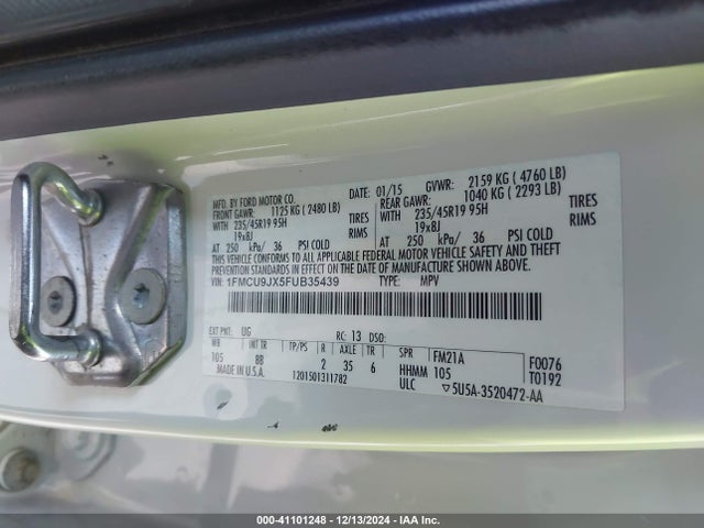 Ford Escape Titanium 2015 1FMCU9JX5FUB35439 Image 9