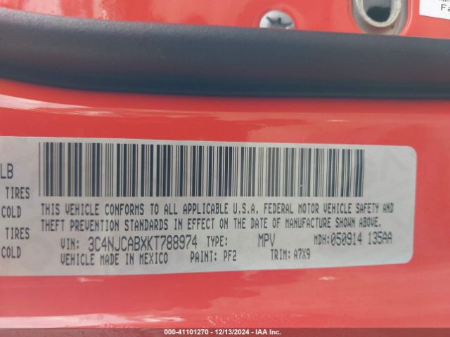 3C4NJCABXKT788974 Jeep Compass Sport Fwd