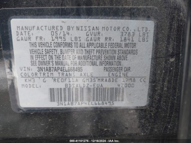 3N1AB7AP4EL668495 Nissan SENTRA SV