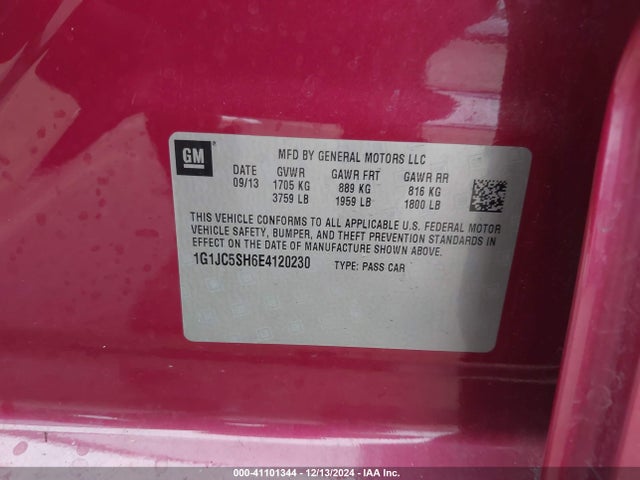 Chevrolet Sonic Lt Auto 2014 1G1JC5SH6E4120230 Image 9