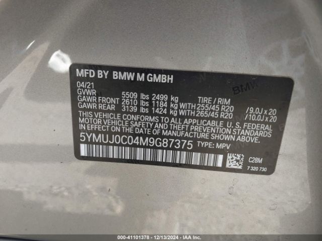 2021 BMW X4 M 5YMUJ0C04M9G87375 Photo 8