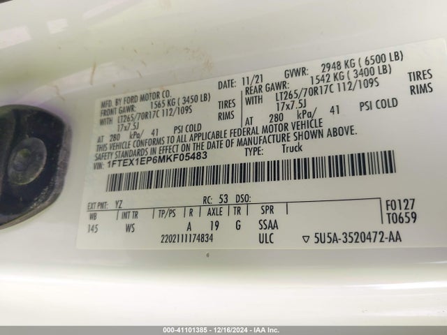 Ford F-150 Xl 2021 1FTEX1EP6MKF05483 Image 9