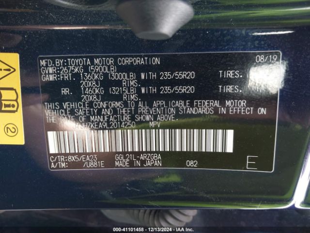 JTJHZKEA9L2014250 Lexus Rx 350l