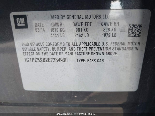 Chevrolet Cruze 1lt Auto 2014 1G1PC5SB2E7334930 Image 9