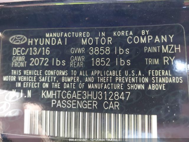 KMHTC6AE3HU312847 Hyundai Veloster Turbo