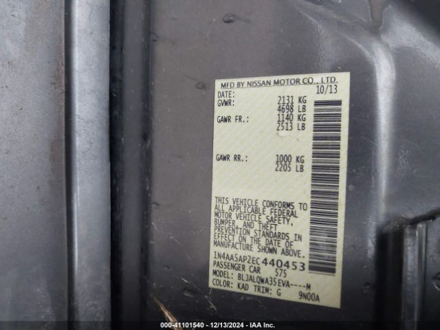 1N4AA5AP2EC440453 Nissan Maxima 3.5 S
