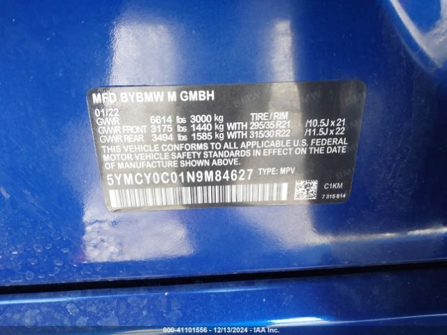 5YMCY0C01N9M84627 BMW X6 M