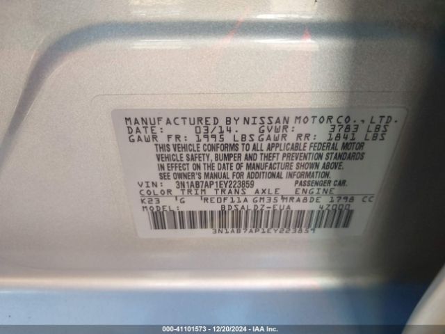3N1AB7AP1EY223859 Nissan SENTRA SV