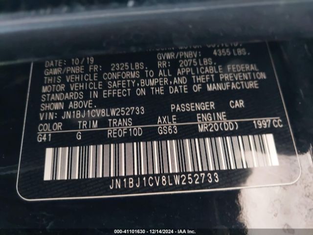JN1BJ1CV8LW252733 Nissan Rogue Sport Sv Fwd Xtronic Cvt