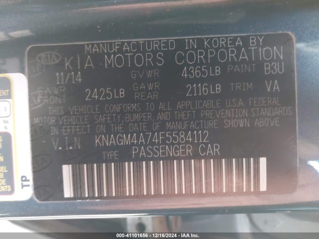 KIA Optima Lx 2015 KNAGM4A74F5584112 Image 9