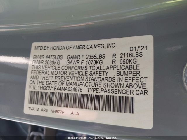 1HGCV1F44MA034975 Honda Accord Sport Special Edition