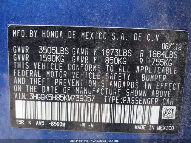 Honda FIT EX 2019 3HGGK5H85KM739057 Image 9