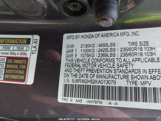 Honda CR-V EX 2019 5J6RW2H52KA013079 Image 9