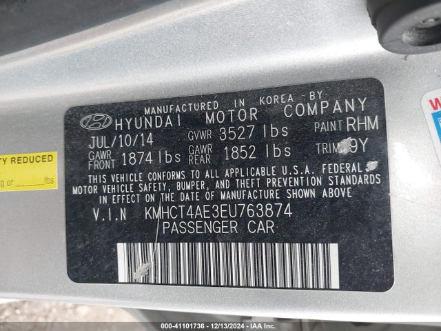 Hyundai ACCENT GLS 2014 KMHCT4AE3EU763874 Image 9
