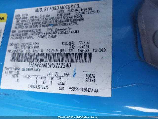 1FA6P8AM5H5272540 Ford Mustang V6