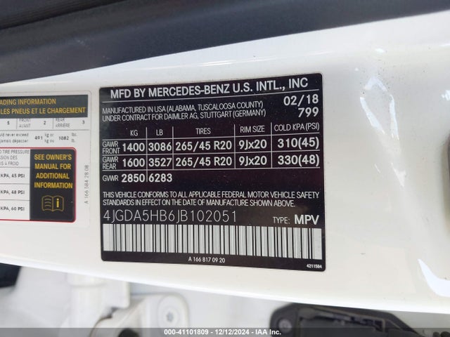 4JGDA5HB6JB102051 Mercedes-Benz Gle 350 4matic