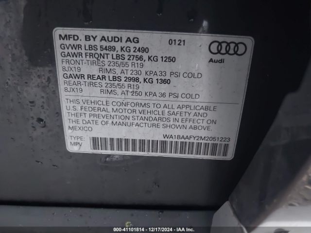WA1BAAFY2M2051223 Audi Q5 Premium Plus 45 Tfsi Quattro S Tronic