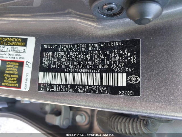 4T1BF1FK6HU643958 Toyota CAMRY SE