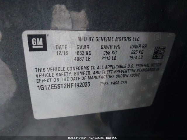 Chevrolet MALIBU 1LT 2017 1G1ZE5ST2HF192035 Image 9