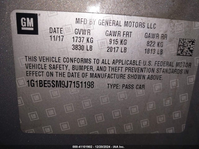 1G1BE5SM9J7151198 Chevrolet Cruze Lt Auto