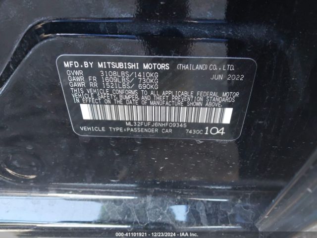 2022 MITSUBISHI MIRAGE G4 ML32FUFJ6NHF09345 Photo 8