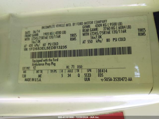 1FDSS3EL5EDB13235 Ford E-350 Super Duty Commercial
