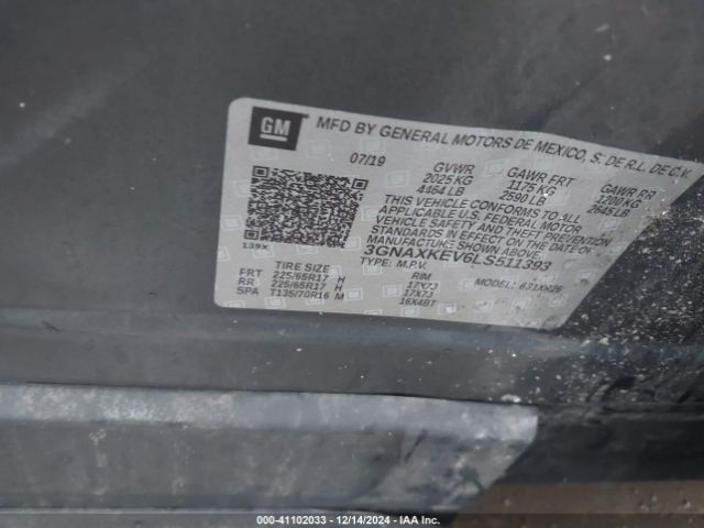 3GNAXKEV6LS511393 Chevrolet Equinox Fwd Lt 1.5l Turbo