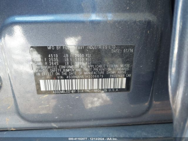 4S3BNAN61H3006879 Subaru Legacy 2.5i Limited