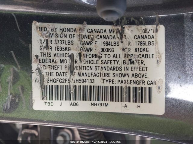 2HGFC2F57JH594133 Honda Civic Lx