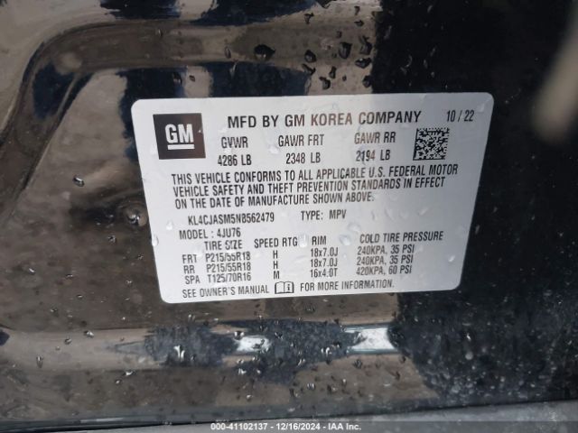 KL4CJASM5NB562479 Buick Encore Fwd Preferred