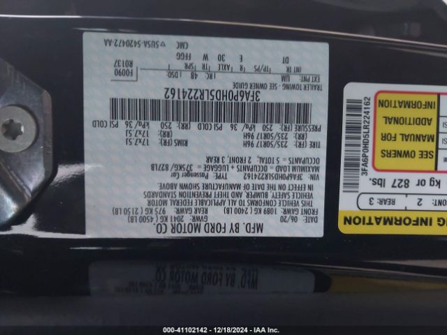 3FA6P0HD5LR224162 Ford FUSION SE