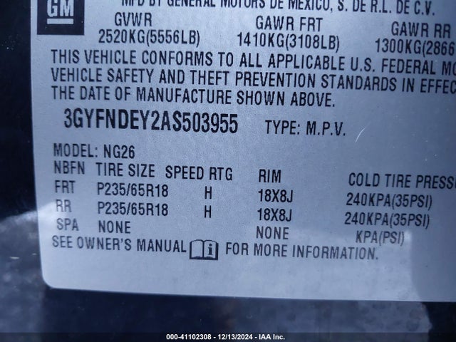 2010 CADILLAC SRX 3GYFNDEY2AS503955 Photo 8