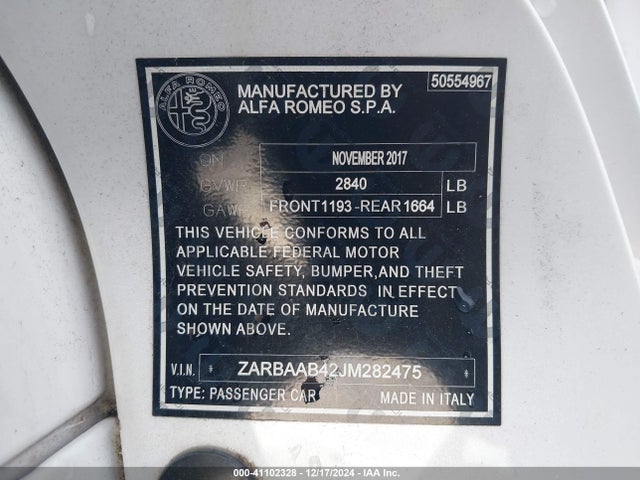 ZARBAAB42JM282475 Alfa Romeo 4c Spider