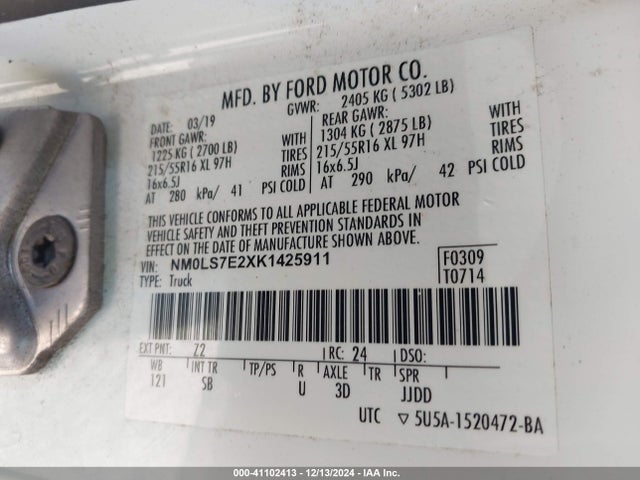 Ford Transit Connect Xl 2019 NM0LS7E2XK1425911 Image 9