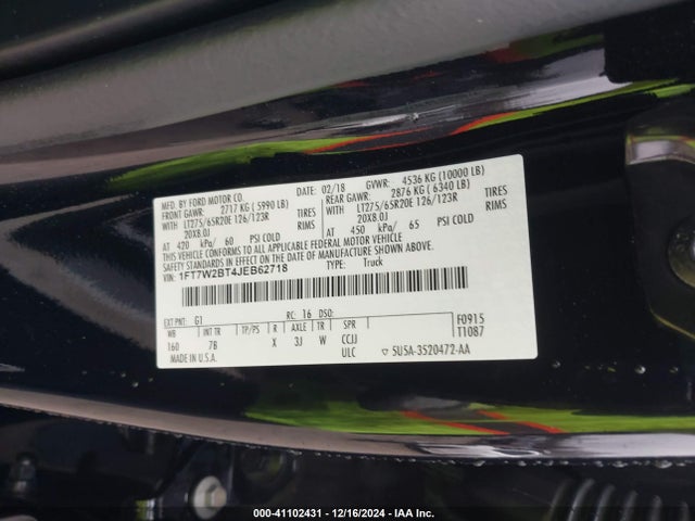 Ford F-250 Platinum 2018 1FT7W2BT4JEB62718 Image 9
