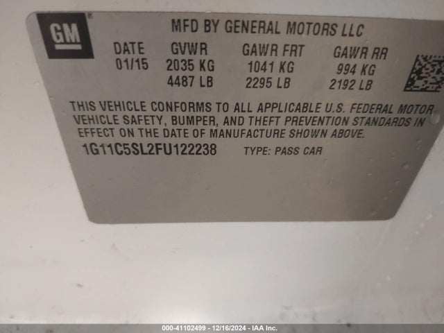 Chevrolet MALIBU 1LT 2015 1G11C5SL2FU122238 Image 9