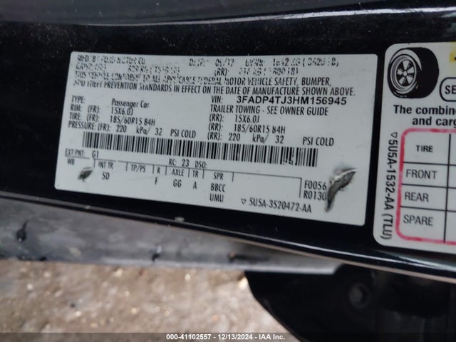 3FADP4TJ3HM156945 Ford FIESTA S