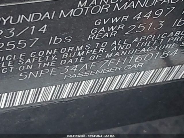 5NPE34AF7FH160184 Hyundai Sonata Sport