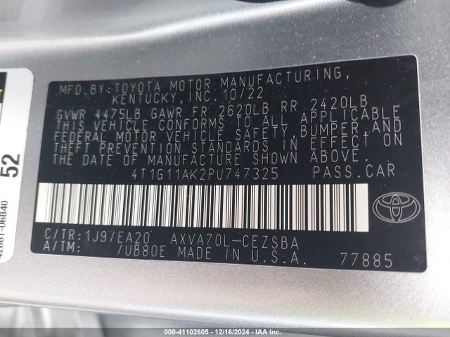 Toyota CAMRY SE 2023 4T1G11AK2PU747325 Image 9