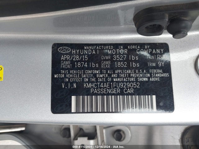 Hyundai dohc gdi gamma 2015 KMHCT4AE1FU929052 Image 9