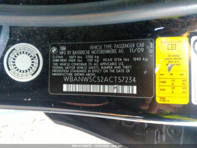 2010 BMW 550I WBANW5C52ACT57234 Photo 8