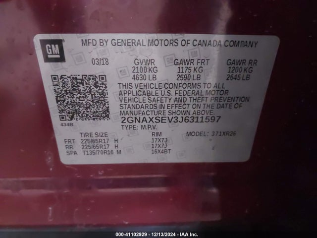 Chevrolet EQUINOX LT 2018 2GNAXSEV3J6311597 Image 9