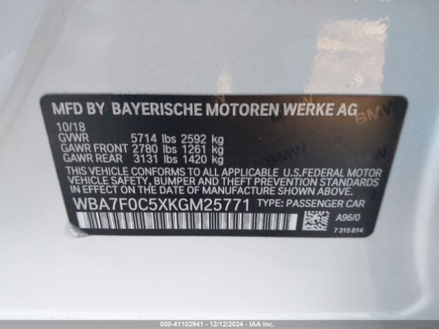 WBA7F0C5XKGM25771 BMW 750i