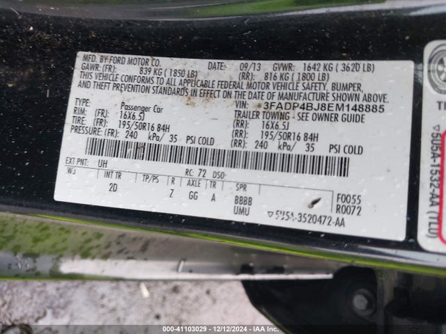 Ford FIESTA SE 2014 3FADP4BJ8EM148885 Image 9